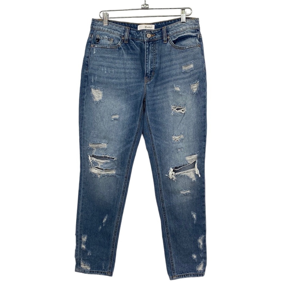 Kancan Jeans Womens 9/28 Nathalie Girlfriend Distressed Denim Medium‎ Wash